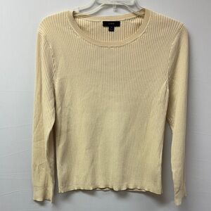 J. Crew Supersculpt Ribbed Long Sleeve Top Women’s Cream Size Medium